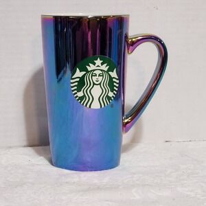 Starbucks Iridescent Rainbow‎ Oil Slick 16 Oz Ceramic Tall Coffee Mug Cup